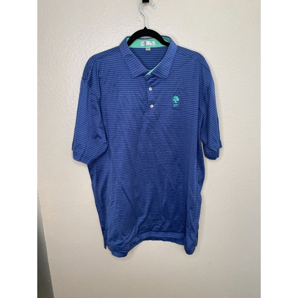 Peter‎ Millar Mens Blue Striped Polo Shirt XL Cotton Golf Casual collared